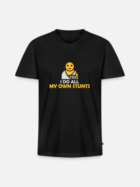 all my own stunts - Men's Premium Organic T-shirt with V-neck - black