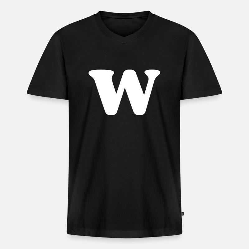 Buchstabe w - Männer Premium Bio T-Shirt mit V-Ausschnitt - Schwarz
