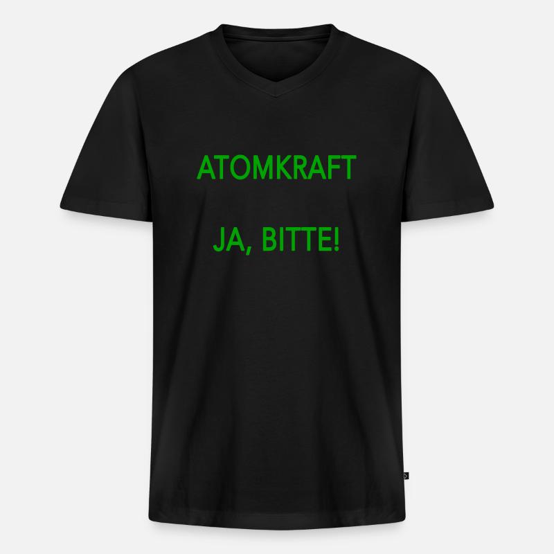 Atomkraft ja bitte - Männer Premium Bio T-Shirt mit V-Ausschnitt - Schwarz