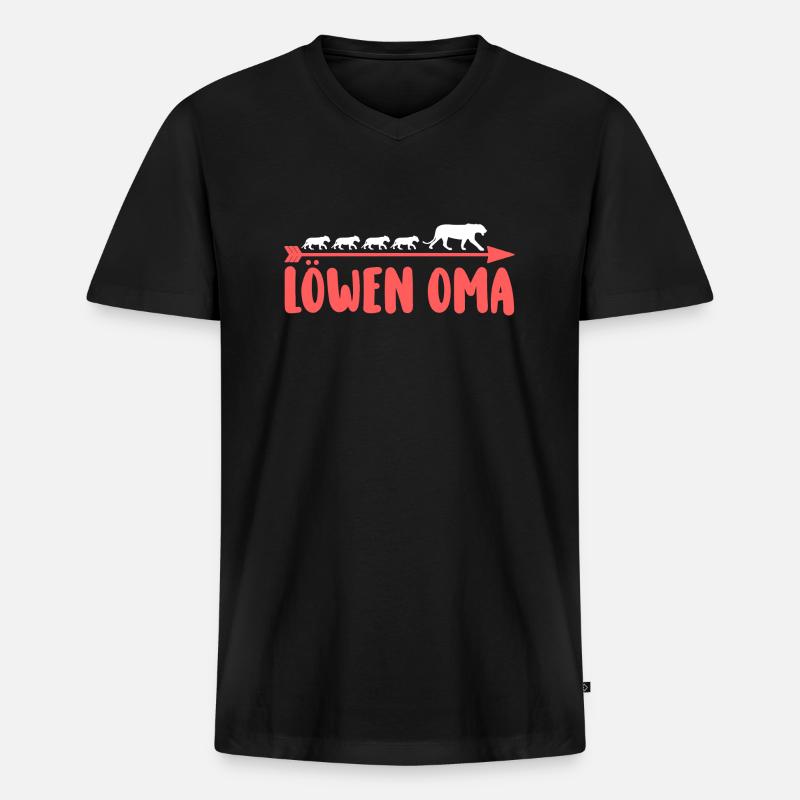 Großmutter Löwen Oma - Männer Premium Bio T-Shirt mit V-Ausschnitt - Schwarz