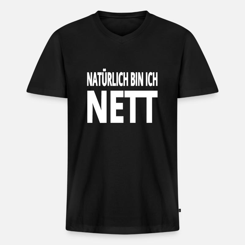 Nett - Männer Premium Bio T-Shirt mit V-Ausschnitt - Schwarz