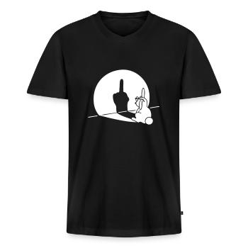 Fuck you very much - 1C black & very dark Shirts - Men's Premium Organic T-shirt with V-neck - black - Front - Nico (187cm)