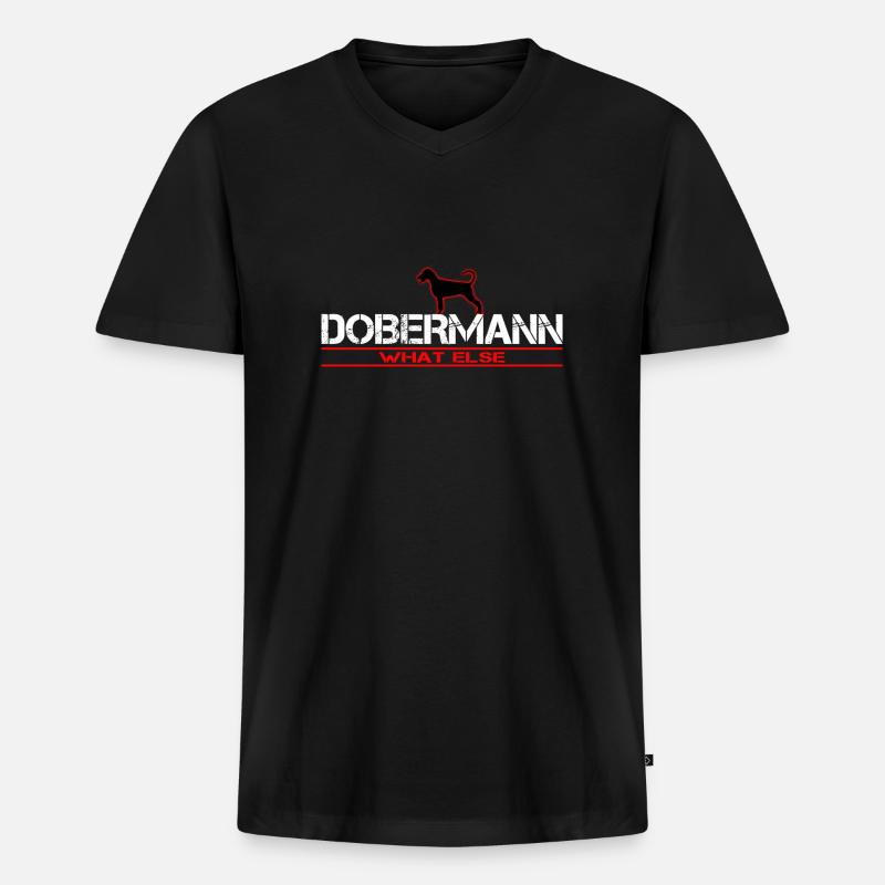 Dobermann what else - Männer Premium Bio T-Shirt mit V-Ausschnitt - Schwarz