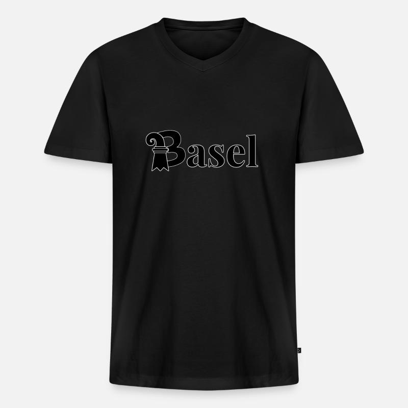 Basel - Männer Premium Bio T-Shirt mit V-Ausschnitt - Schwarz