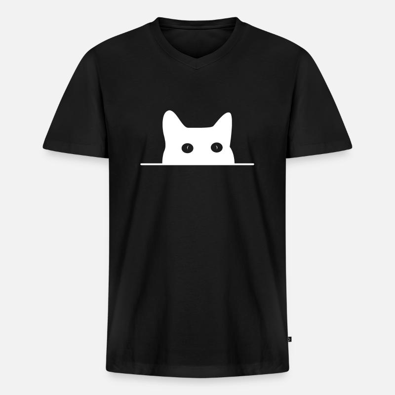 Katze - Männer Premium Bio T-Shirt mit V-Ausschnitt - Schwarz