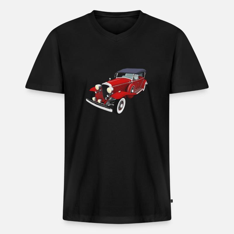 Oldtimer, Auto, Automobil - Männer Premium Bio T-Shirt mit V-Ausschnitt - Schwarz