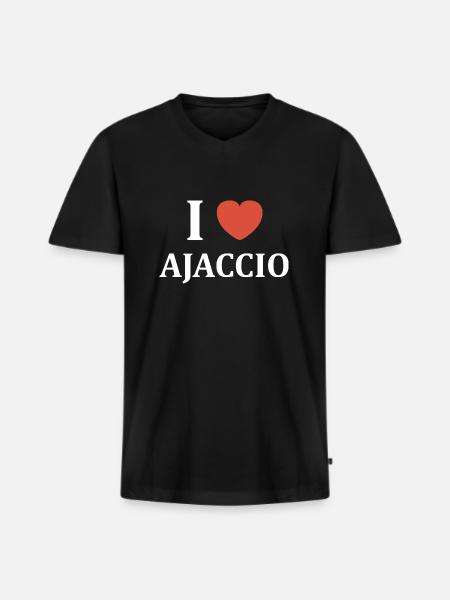 i love ajaccio - T-shirt encolure en V Premium bio Homme - noir