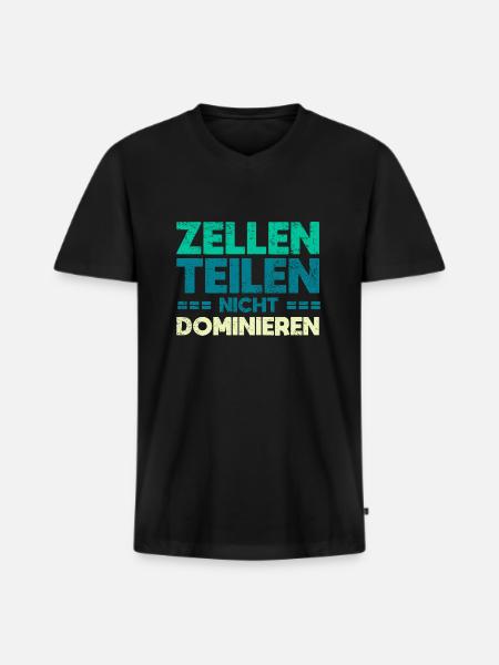 Zellen Teilen, Nicht Dominieren - Männer Premium Bio T-Shirt mit V-Ausschnitt - Schwarz