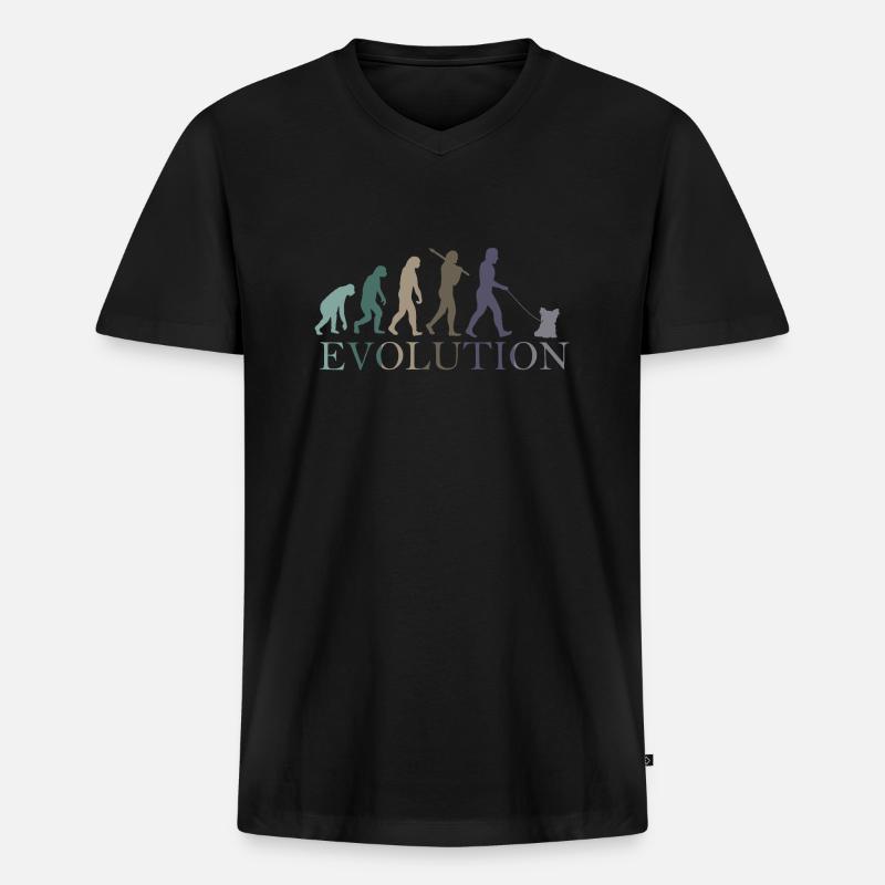 EVOLUTION Yorkshire Terrier - Männer Premium Bio T-Shirt mit V-Ausschnitt - Schwarz