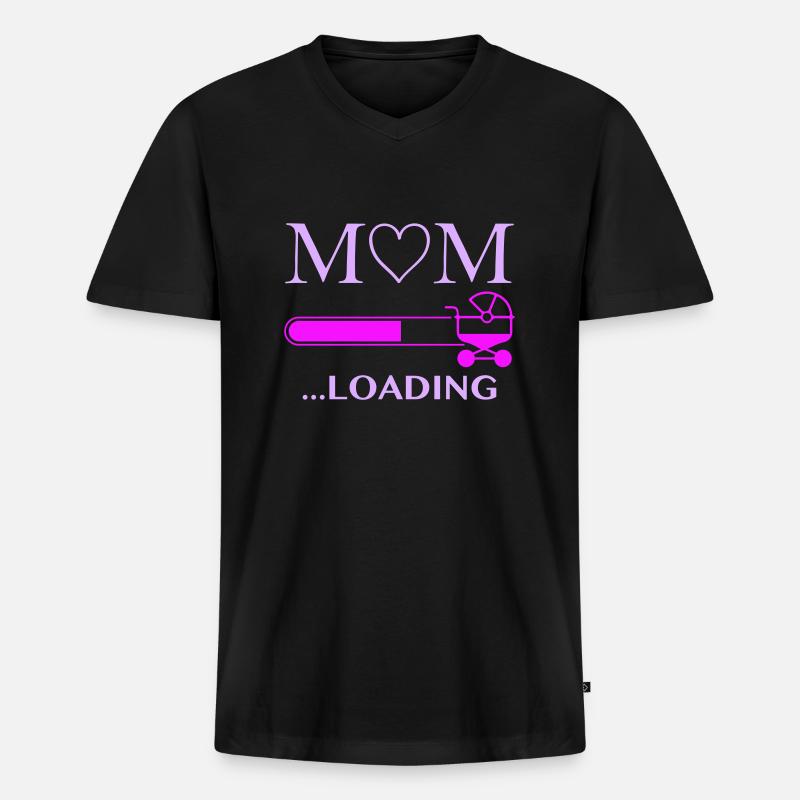 mom loading - Männer Premium Bio T-Shirt mit V-Ausschnitt - Schwarz