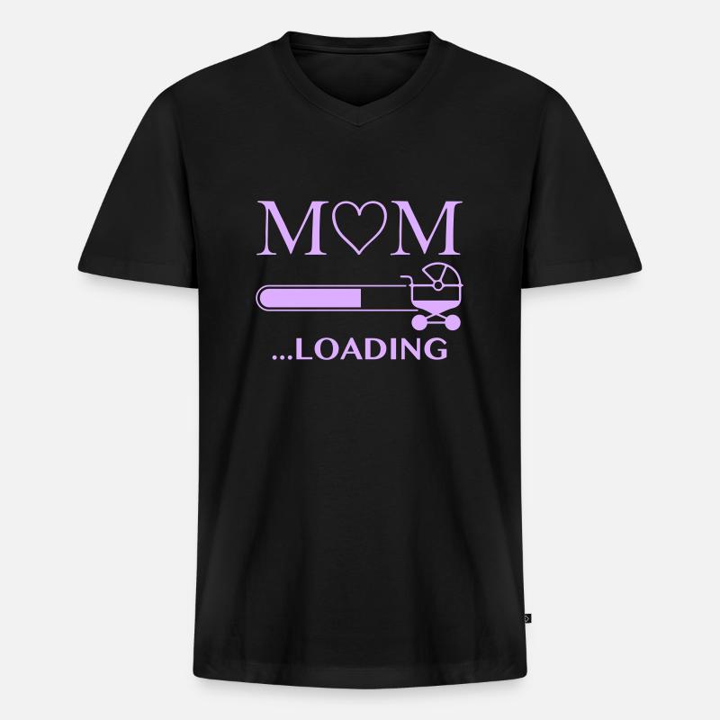 mom loading - Männer Premium Bio T-Shirt mit V-Ausschnitt - Schwarz