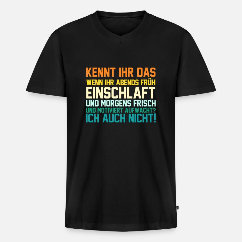 Faulenzer Langschläfer Motivation - Männer Premium Bio T-Shirt mit V-Ausschnitt - Schwarz