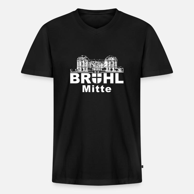 Brühl-Mitte - Männer Premium Bio T-Shirt mit V-Ausschnitt - Schwarz