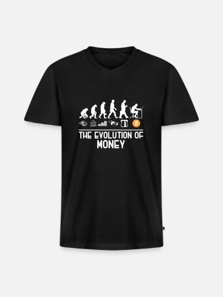 bitcoin shirt Evolution of money Cryptocurrency - Men's Premium Organic T-shirt with V-neck - black