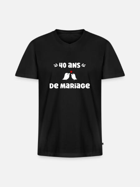 40 ans de mariage - T-shirt encolure en V Premium bio Homme - noir