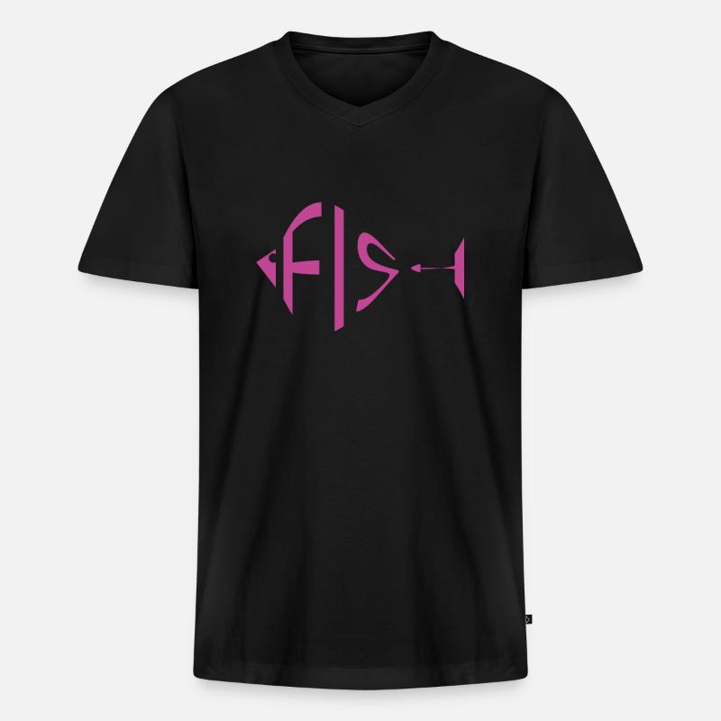 Fisch - Männer Premium Bio T-Shirt mit V-Ausschnitt - Schwarz