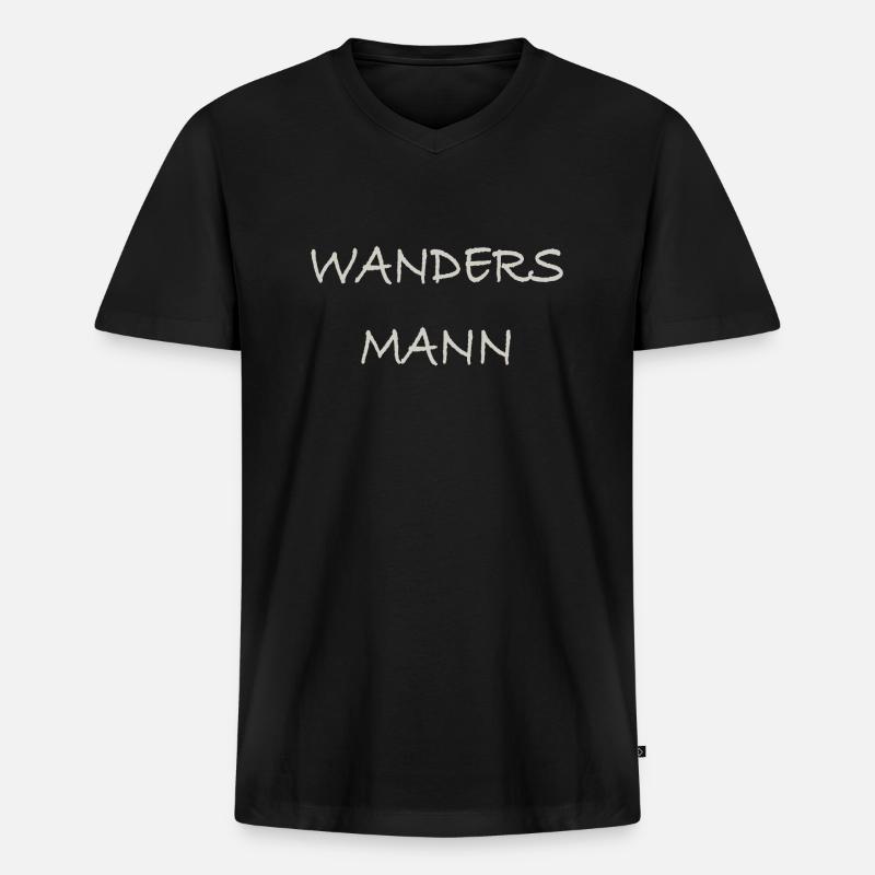Wandersmann - Männer Premium Bio T-Shirt mit V-Ausschnitt - Schwarz