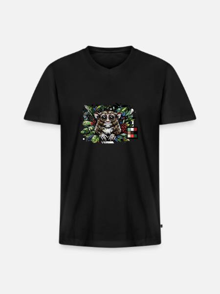 Tarsier - Männer Premium Bio T-Shirt mit V-Ausschnitt - Schwarz