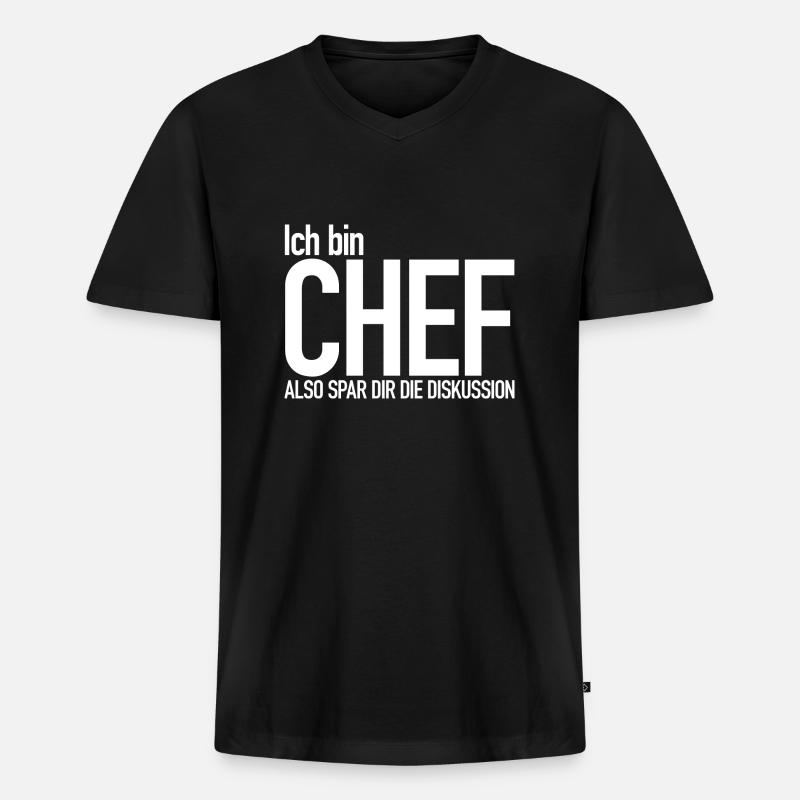 Ich bin Chef - Männer Premium Bio T-Shirt mit V-Ausschnitt - Schwarz