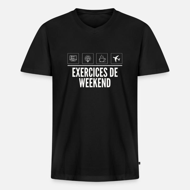 Weekend Exercises - Weekend Exercise - Men's Premium Organic T-shirt with V-neck - black