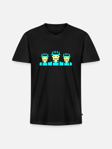 Construction Worker Pixel 02 - Men's Premium Organic T-shirt with V-neck - black