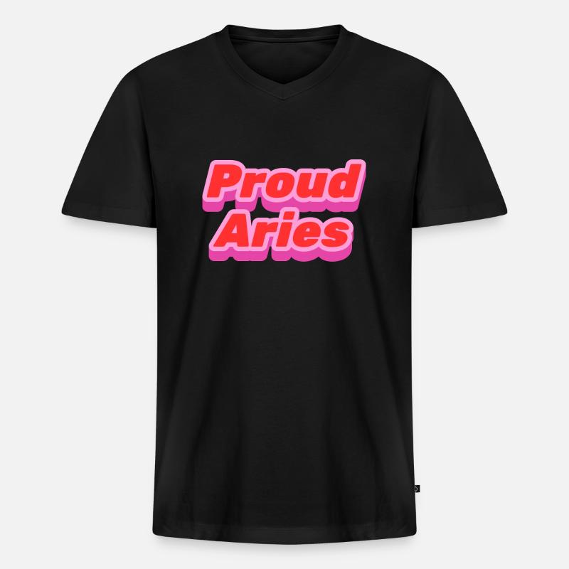 Proud Aries - stolzer Widder - Männer Premium Bio T-Shirt mit V-Ausschnitt - Schwarz