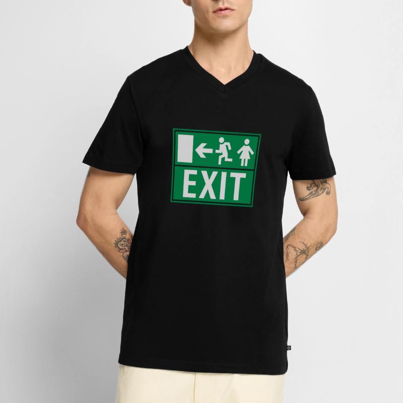 EXIT (FIRE EXIT) T-shirt encolure en V Premium bio Homme