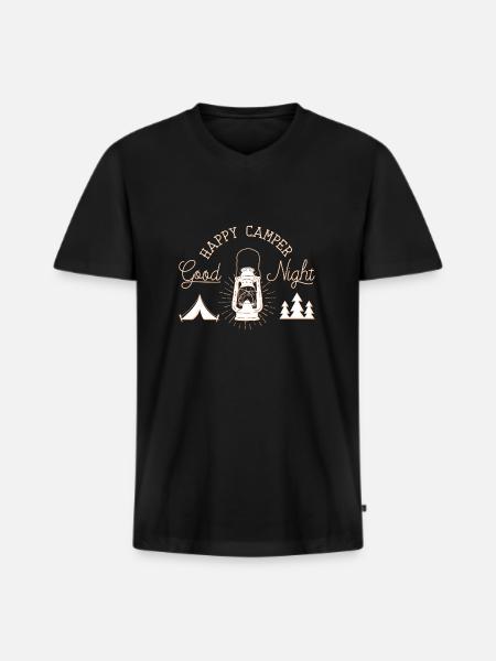 Happy Camper - Men's Premium Organic T-shirt with V-neck - black