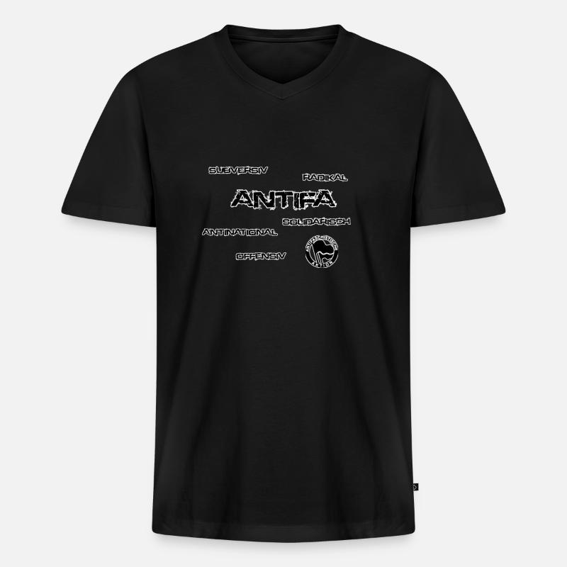 ANTIFA IST... - Männer Premium Bio T-Shirt mit V-Ausschnitt - Schwarz