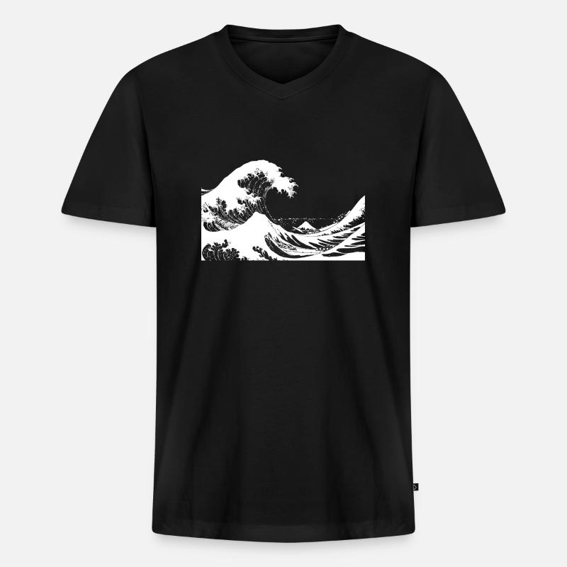 Dark Wave - Männer Premium Bio T-Shirt mit V-Ausschnitt - Schwarz