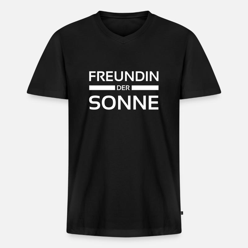 Freundin der Sonne Geschenkidee - Männer Premium Bio T-Shirt mit V-Ausschnitt - Schwarz