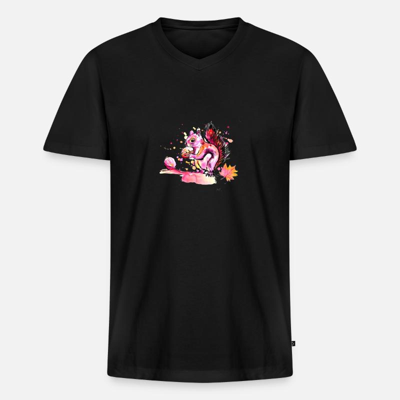 Eichhörnchen beim Futtern - Männer Premium Bio T-Shirt mit V-Ausschnitt - Schwarz