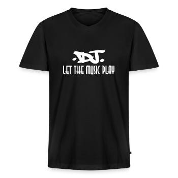DJ let the music play - Männer Premium Bio T-Shirt mit V-Ausschnitt - Schwarz - Vorne - Nico (187cm)