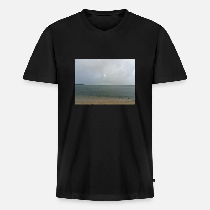 Meerblick Horizont - Männer Premium Bio T-Shirt mit V-Ausschnitt - Schwarz