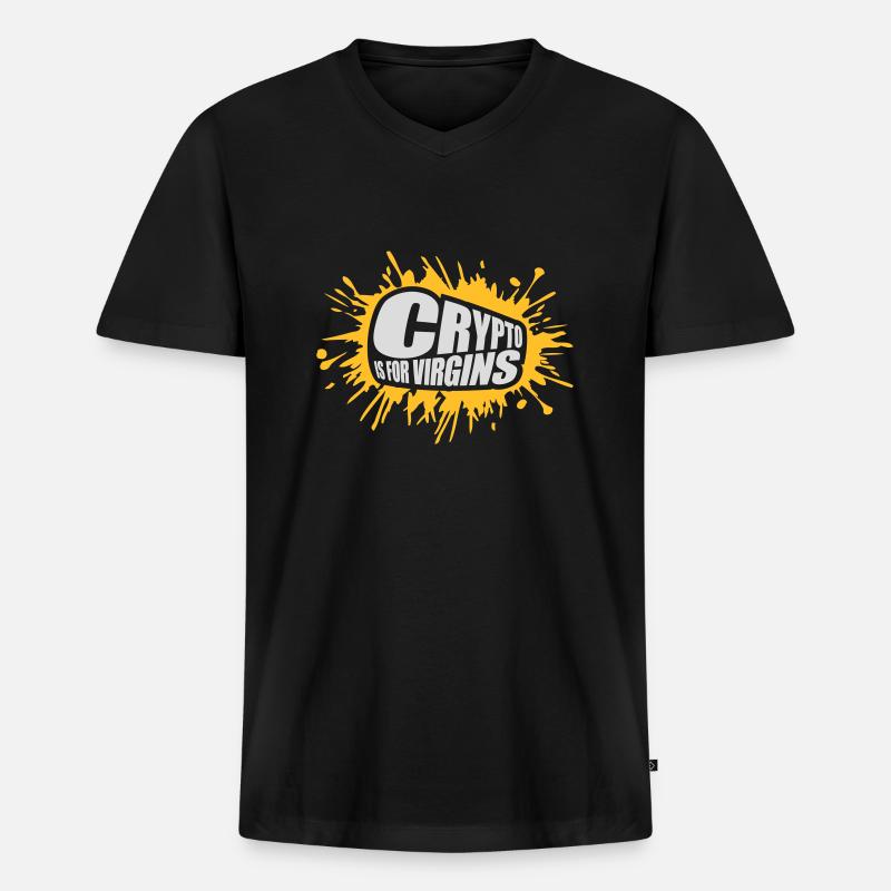 crypto is for virgins - Männer Premium Bio T-Shirt mit V-Ausschnitt - Schwarz