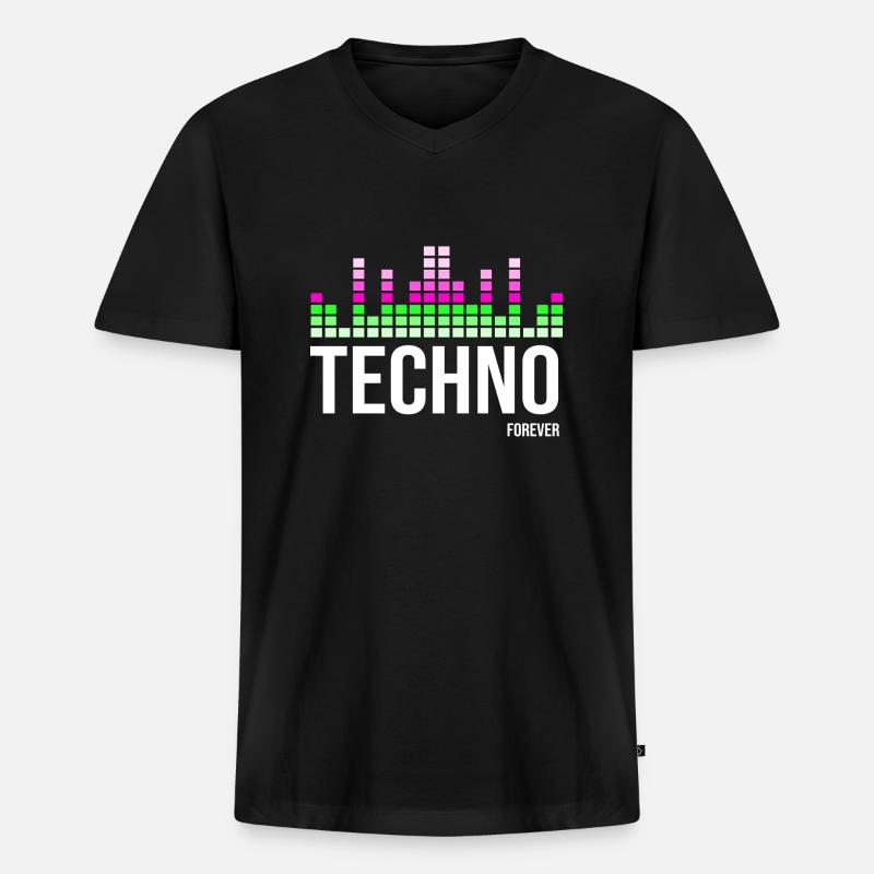 Techno - Männer Premium Bio T-Shirt mit V-Ausschnitt - Schwarz