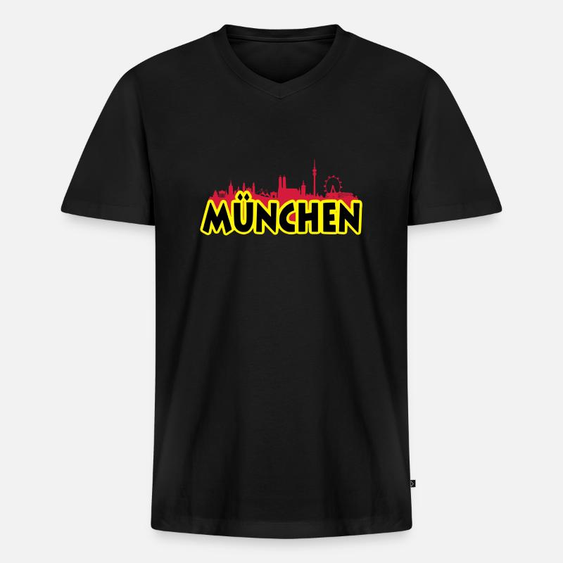 München - Männer Premium Bio T-Shirt mit V-Ausschnitt - Schwarz