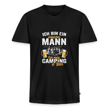 Ich bin ein einfacher Mann ich Mag Camping & Bier - Männer Premium Bio T-Shirt mit V-Ausschnitt - Schwarz - Vorne - Nico (187cm)