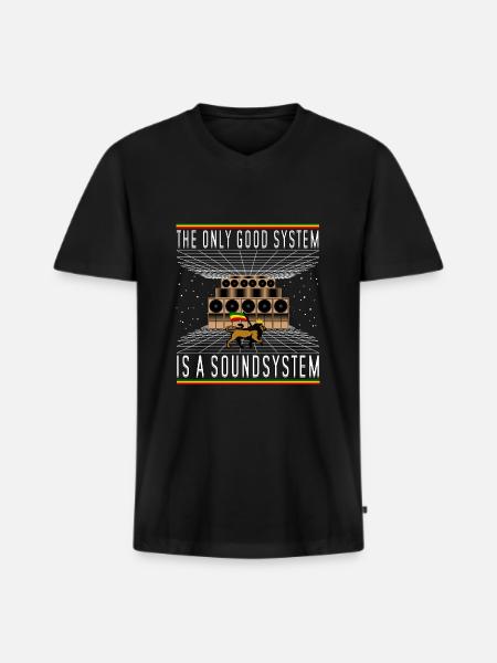 Dub Reggae Soundsystem Lion - T-shirt encolure en V Premium bio Homme - noir