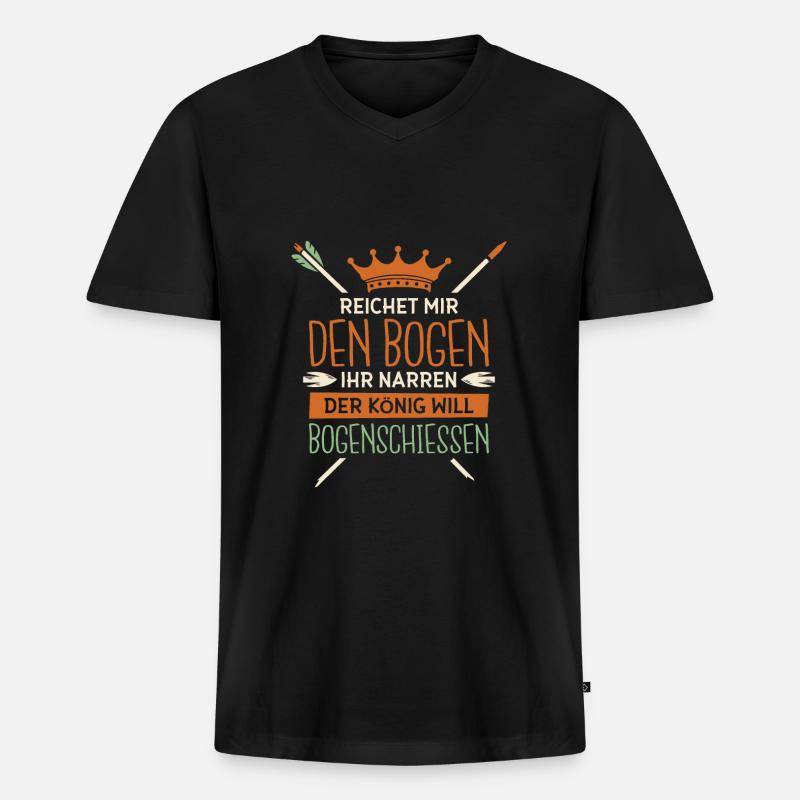 Bogen Bogenschütze Bogenschießen Bogensport - Männer Premium Bio T-Shirt mit V-Ausschnitt - Schwarz