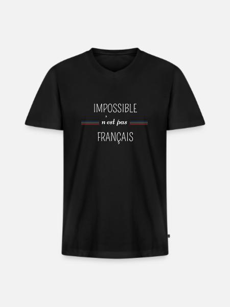 impossible n'est pas Français - T-shirt encolure en V Premium bio Homme - noir