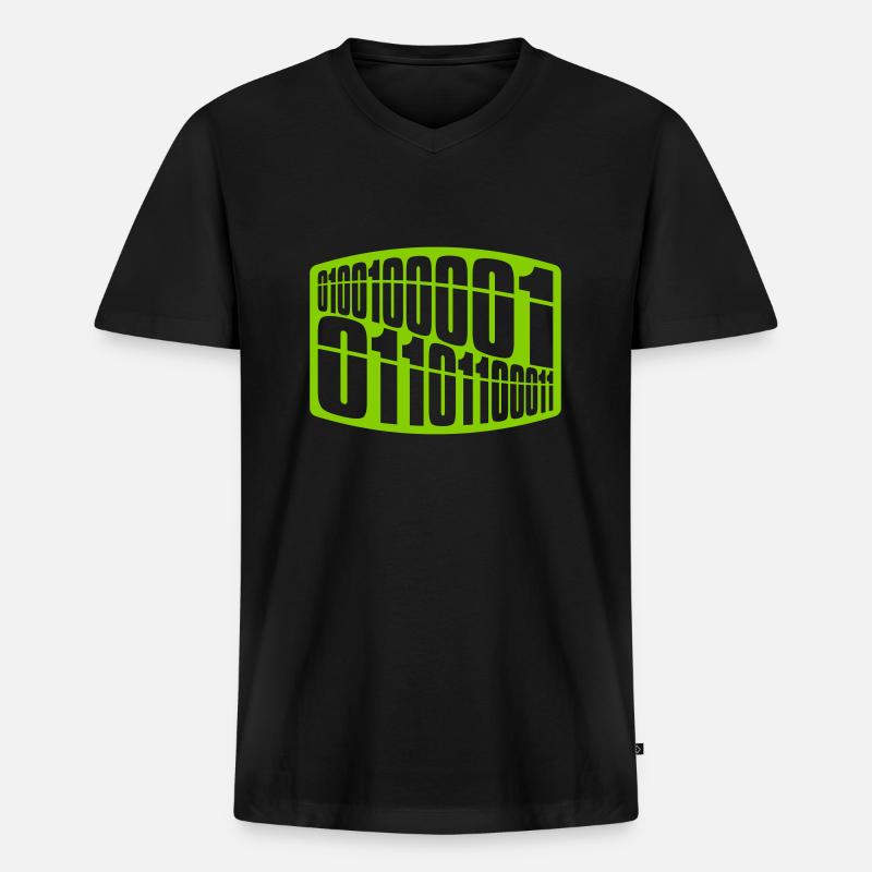 Binär Code Programm Sprache - Männer Premium Bio T-Shirt mit V-Ausschnitt - Schwarz