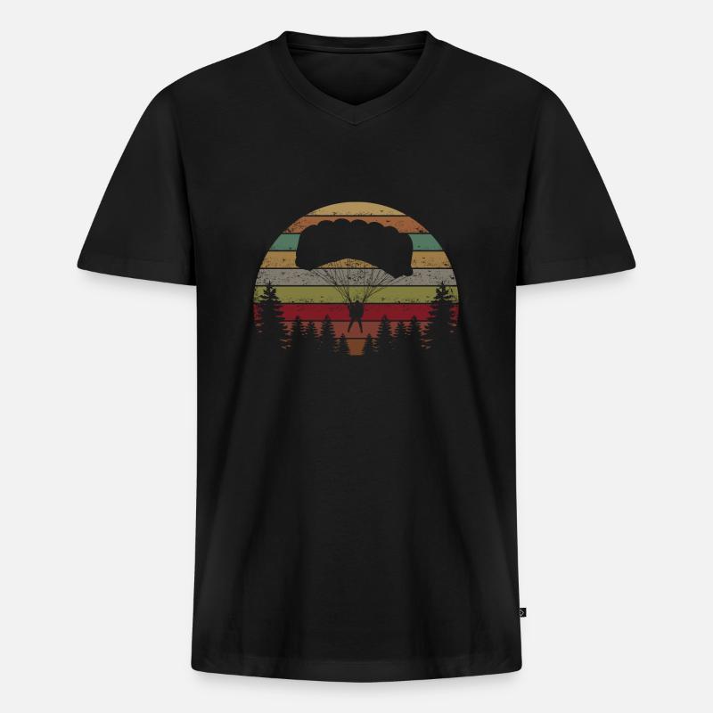 Skydive Evolution: Fallschirmspringer Design - Männer Premium Bio T-Shirt mit V-Ausschnitt - Schwarz