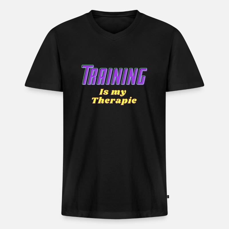 Training - Männer Premium Bio T-Shirt mit V-Ausschnitt - Schwarz