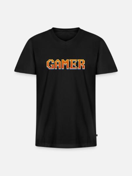 Gamer - Männer Premium Bio T-Shirt mit V-Ausschnitt - Schwarz