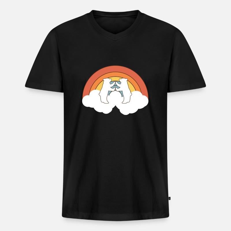 Zwei Eisbären - Männer Premium Bio T-Shirt mit V-Ausschnitt - Schwarz