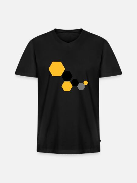 Waben 6 - Männer Premium Bio T-Shirt mit V-Ausschnitt - Schwarz