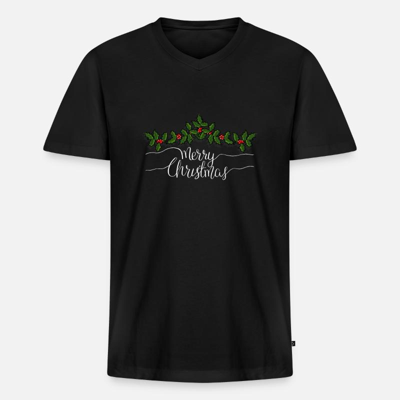 Frohe Weihnachten Weihnachtsgeschenk - Männer Premium Bio T-Shirt mit V-Ausschnitt - Schwarz