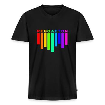 reggaeton rainbow - Men's Premium Organic T-shirt with V-neck - black - Front - Nico (187cm)