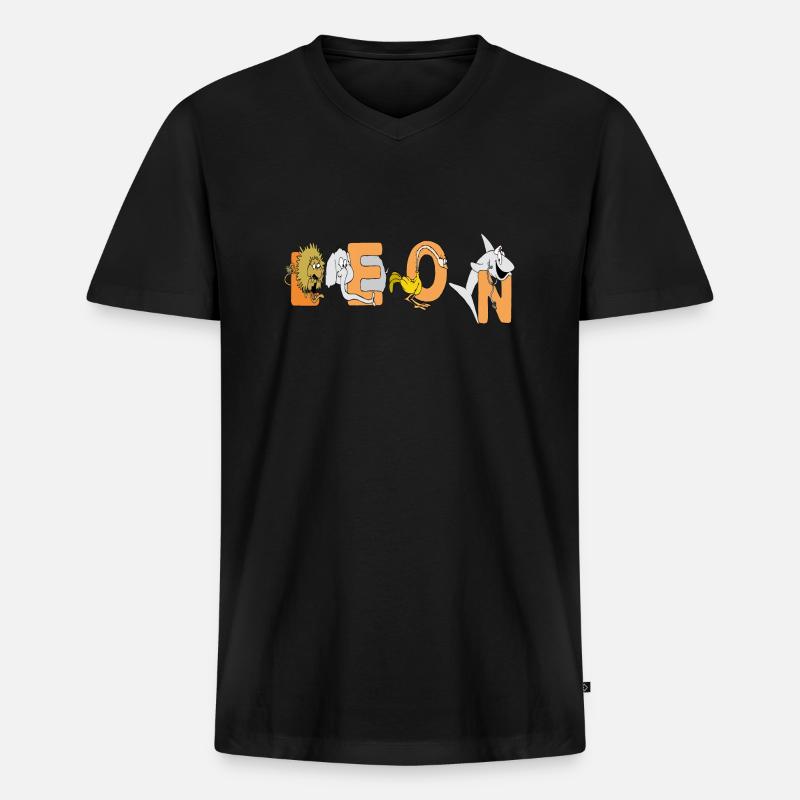 Leon - Männer Premium Bio T-Shirt mit V-Ausschnitt - Schwarz